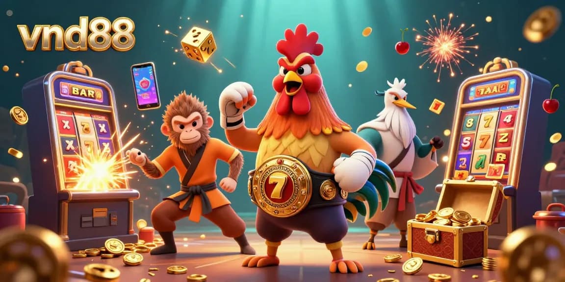 Experience the thrill of gaming with vnd88 in a vibrant 3D casino scene featuring dynamic characters and jackpots.