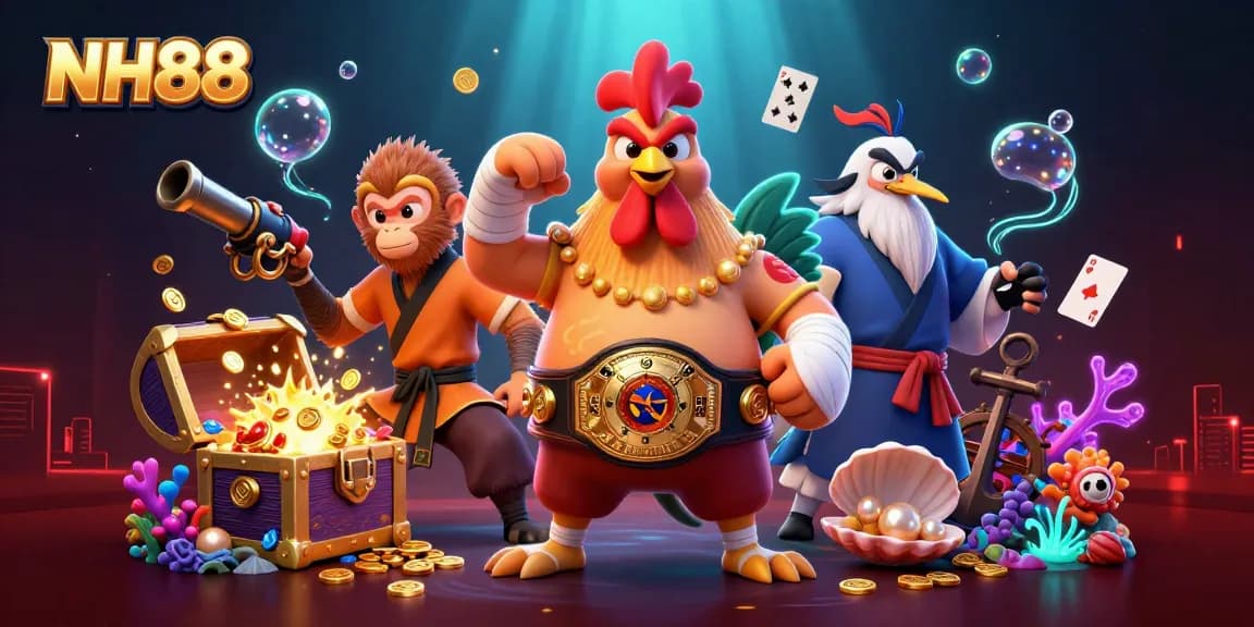 Experience thrilling gaming at NH88 with vibrant characters and dynamic casino elements.