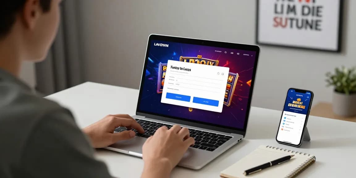 Login screen for lavowin daftar with user engaging in online slots and gaming.