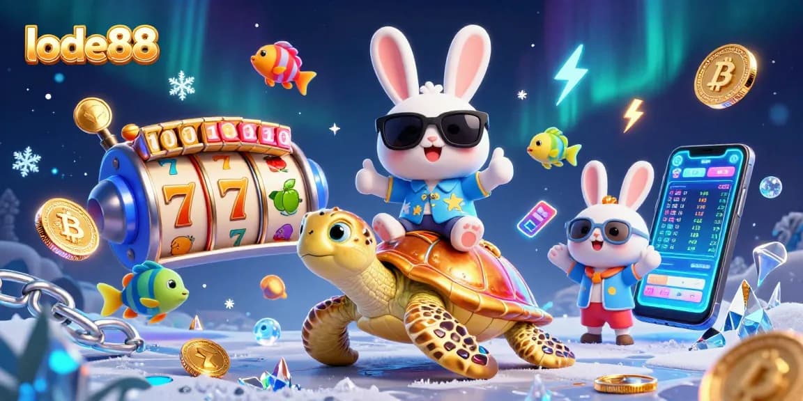 Play exciting lottery games at lode88 with vibrant cartoon elements and crypto features