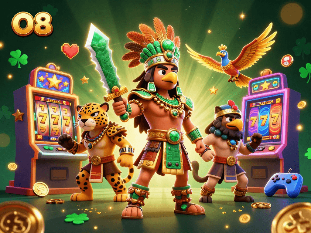 Engage with O8's thrilling slot adventure featuring vibrant characters and dynamic gaming elements.