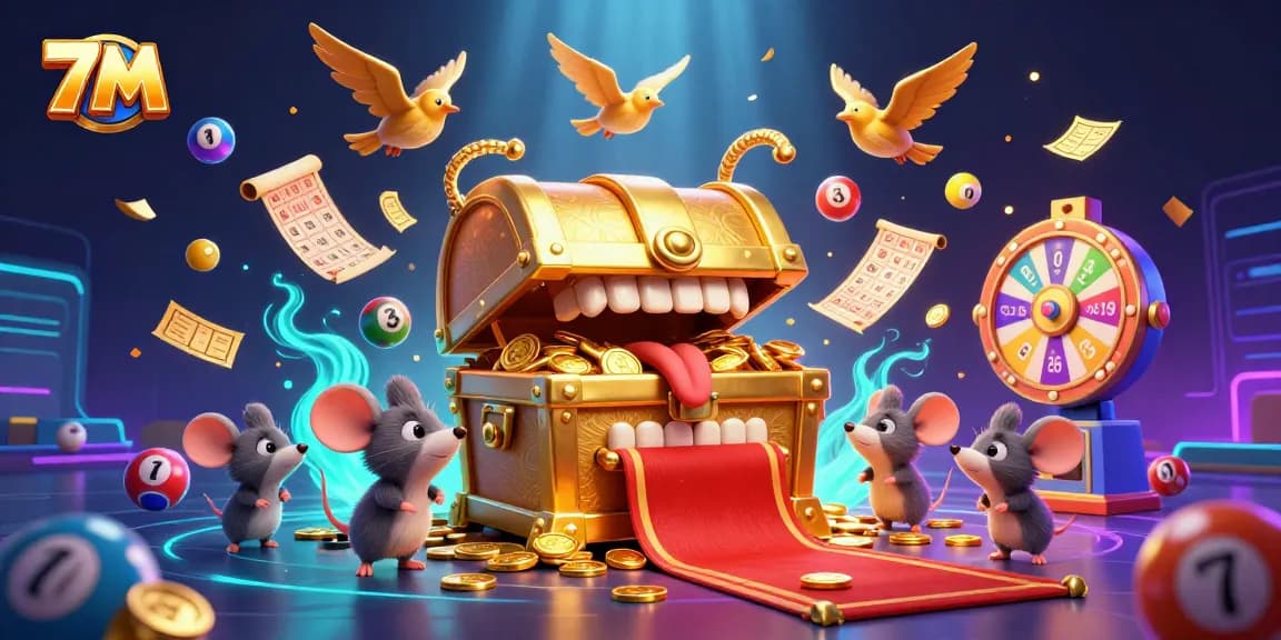 Win exciting prizes with thrilling 7M lottery adventures filled with vibrant, colorful elements.
