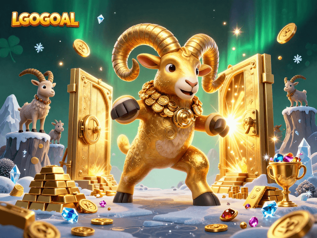 Experience thrilling gameplay with LGOGOAL's golden ram at the dynamic casino treasure vault scene