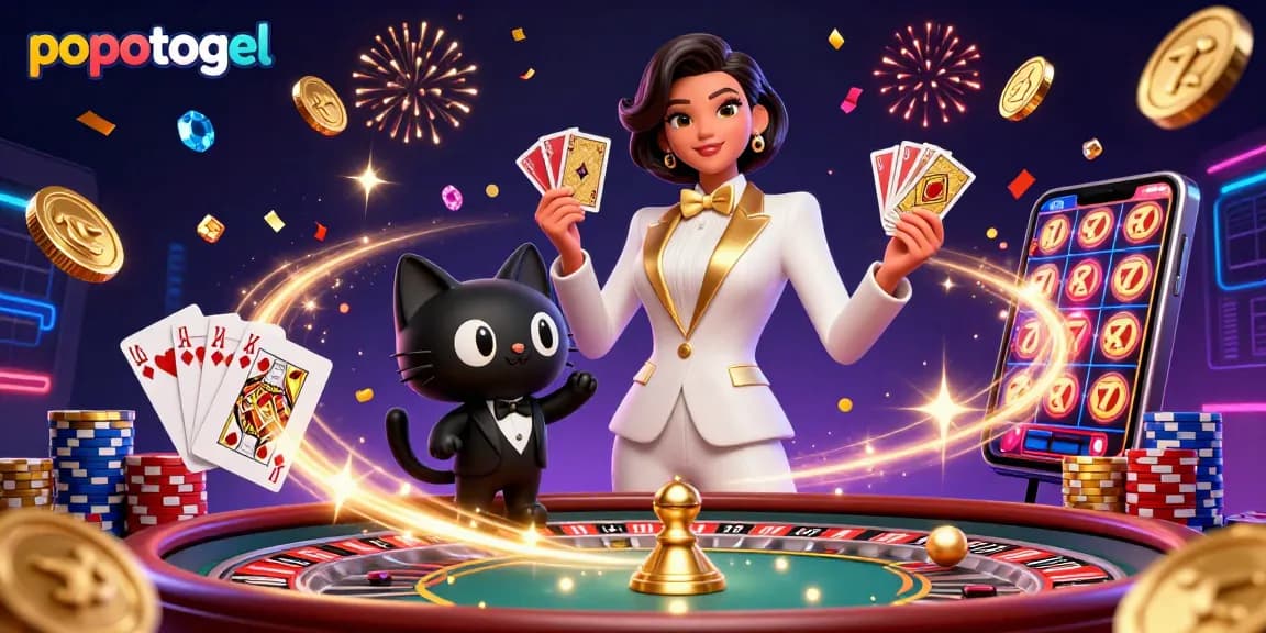 Engage with popotogel by winning big while enjoying dynamic casino scenes filled with gold coins and card games.