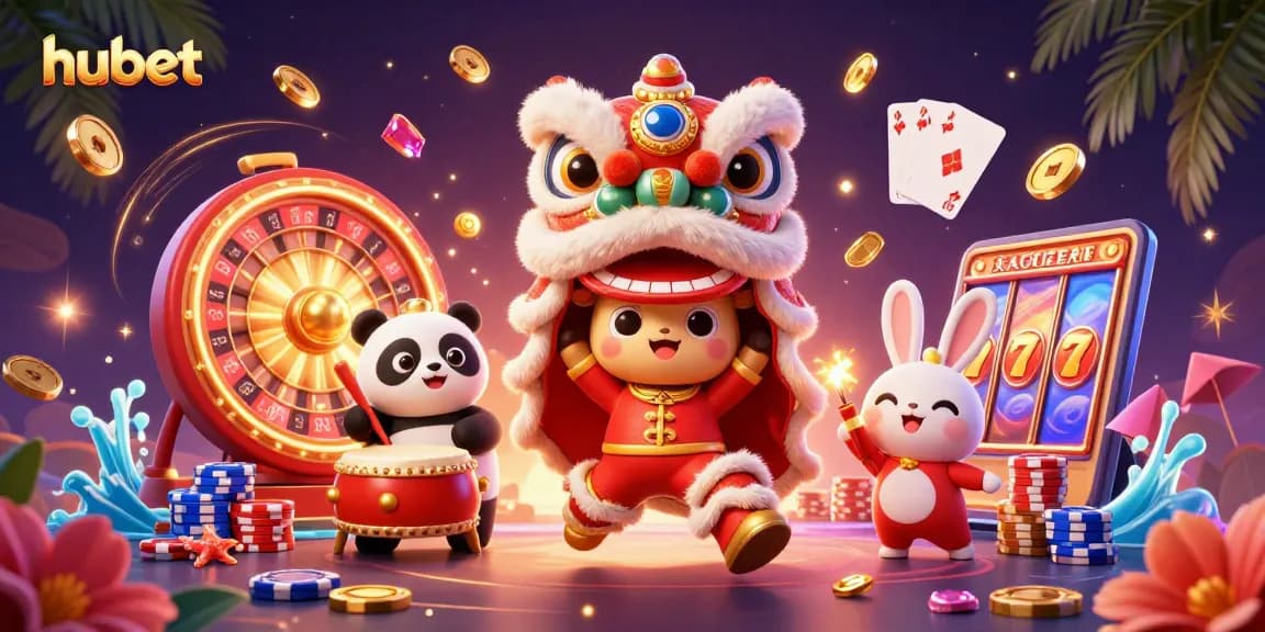 Experience thrill and excitement at hubet with lively casino elements and vibrant characters.