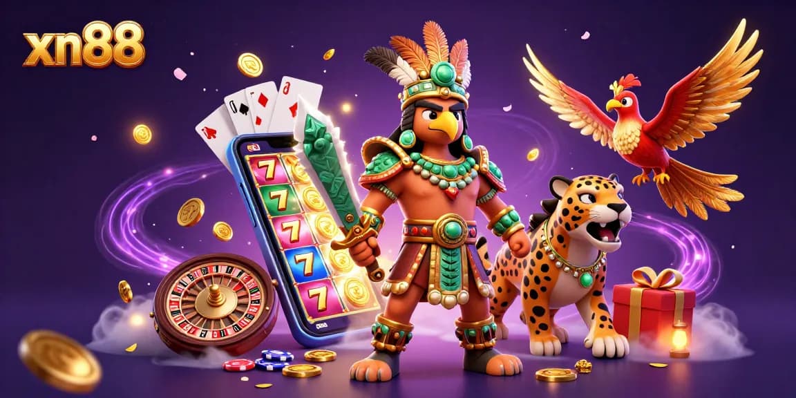 Experience exciting gaming adventures at xn88 with 3D characters and vibrant casino elements.