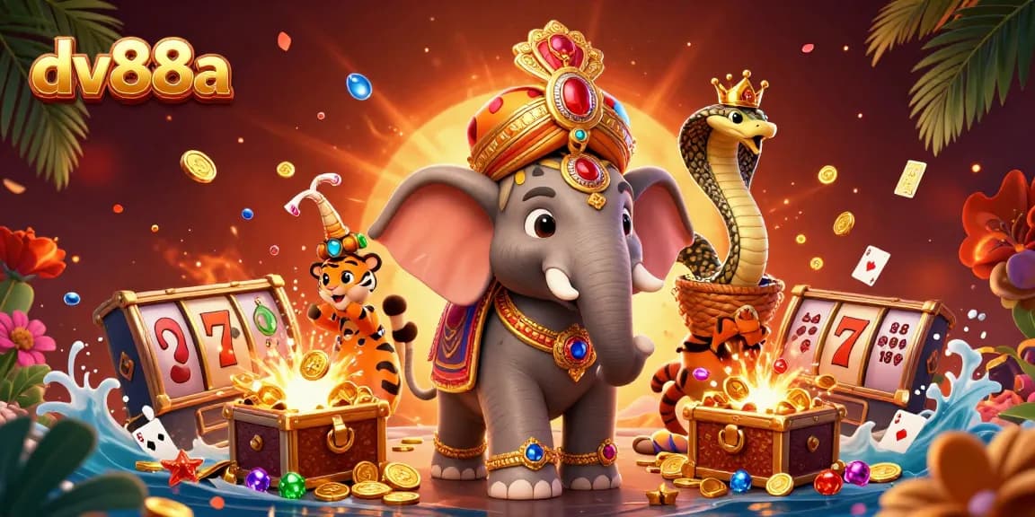 Experience thrilling gameplay at dv88a with vibrant slots and rich casino elements set in a dynamic 3D scene.
