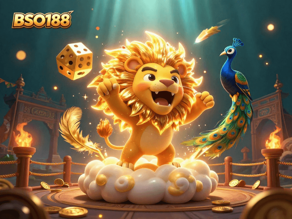 Engage with BSO188 in this vibrant 3D casino scene featuring dynamic characters and immersive gambling elements.
