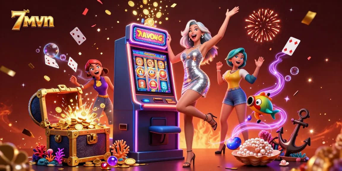 Celebrate big wins at 7mvn with vibrant casino-themed imagery capturing excitement and jackpots!