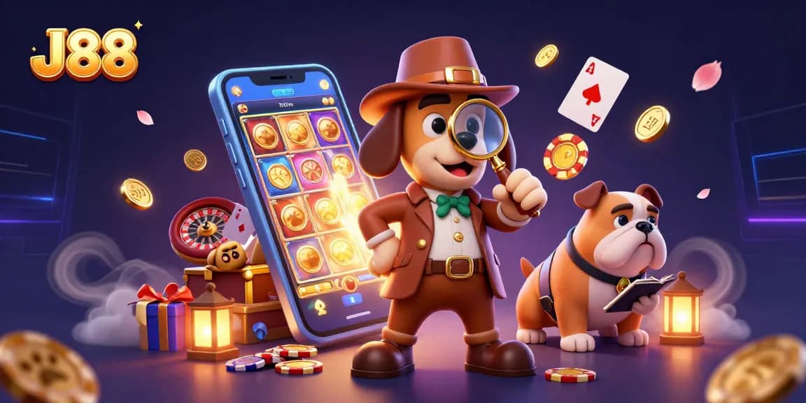 Engage with J88's thrilling casino adventure featuring a detective and treasure clues.