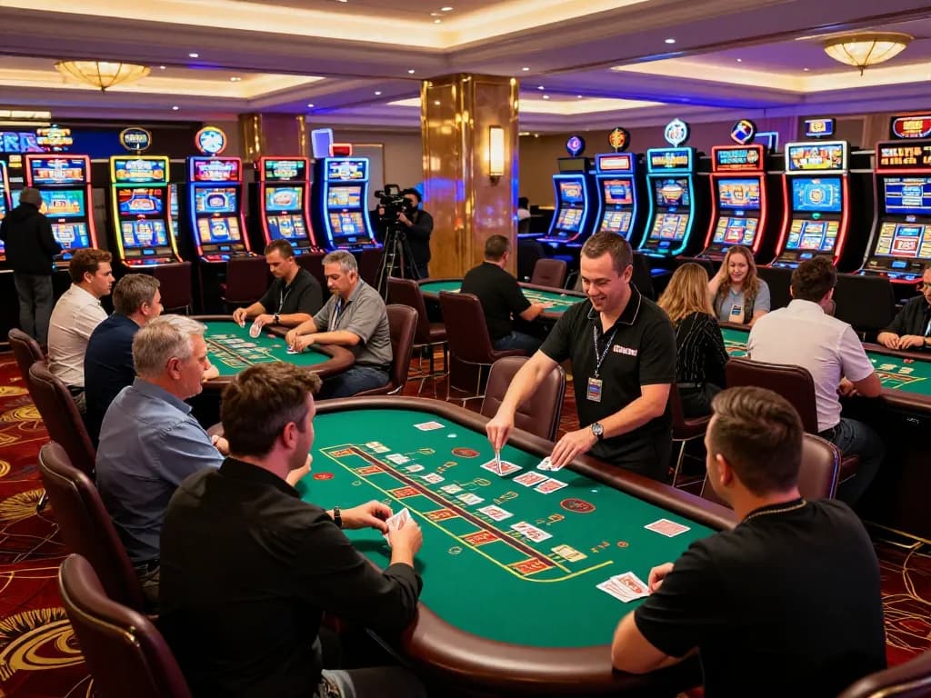 Players engaging in dynamic blackjack gameplay at the luxurious mantra88 casino, showcasing vibrant atmosphere and thrilling action.