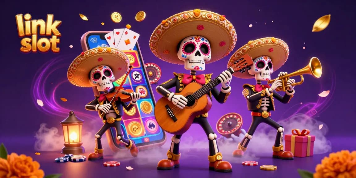 Menangkan jackpot dengan permainan link slot di APIBET, dikelilingi ikon kasino 3D yang menarik.