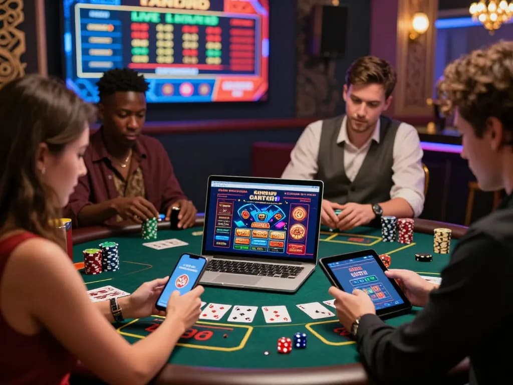 Experience the thrill of MM88 online gambling with players engaging in live casino activities and vibrant gaming interfaces.