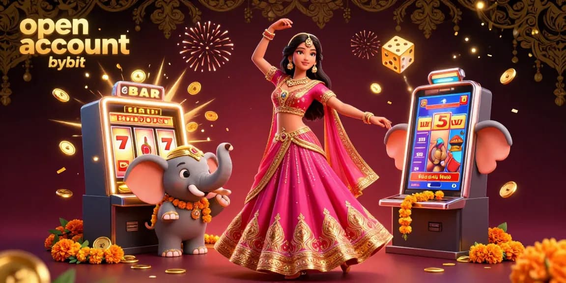 Open account bybit and engage with the vibrant world of crypto casinos in this dynamic illustration.