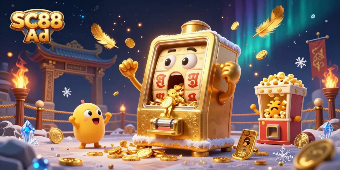 Spin the reels of the SC88 Ad slot machine for a chance to win big as coins cascade.