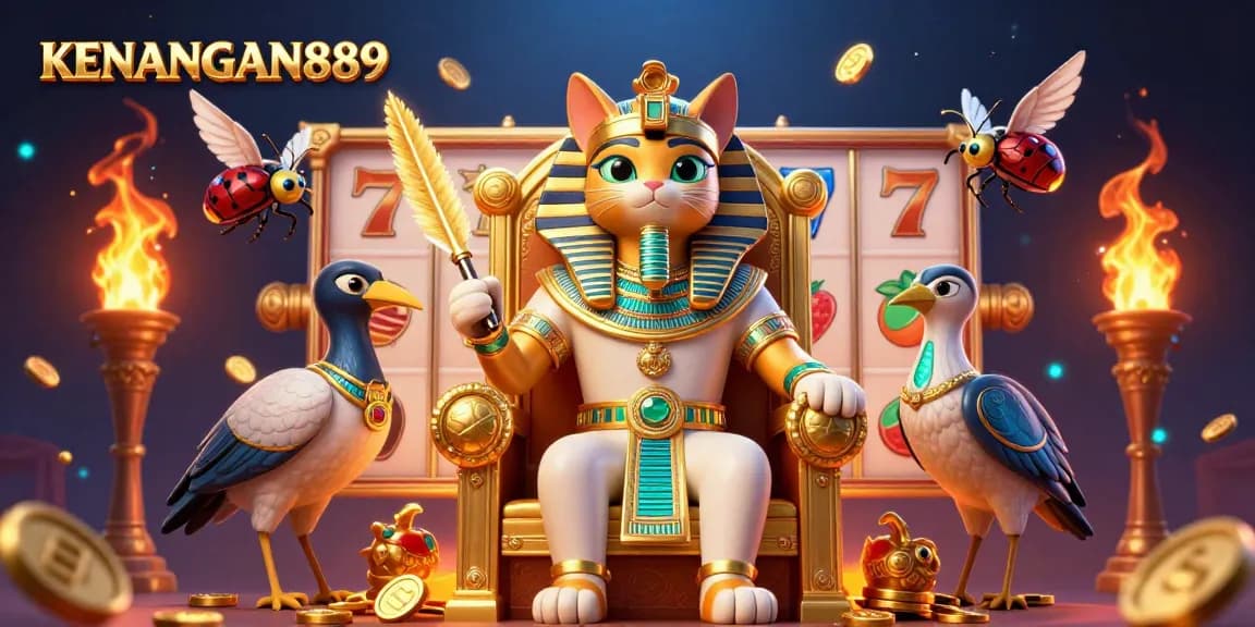 Get lucky with KENANGAN889 at this vibrant 3D digital illustration showcasing exciting slot features and elements.