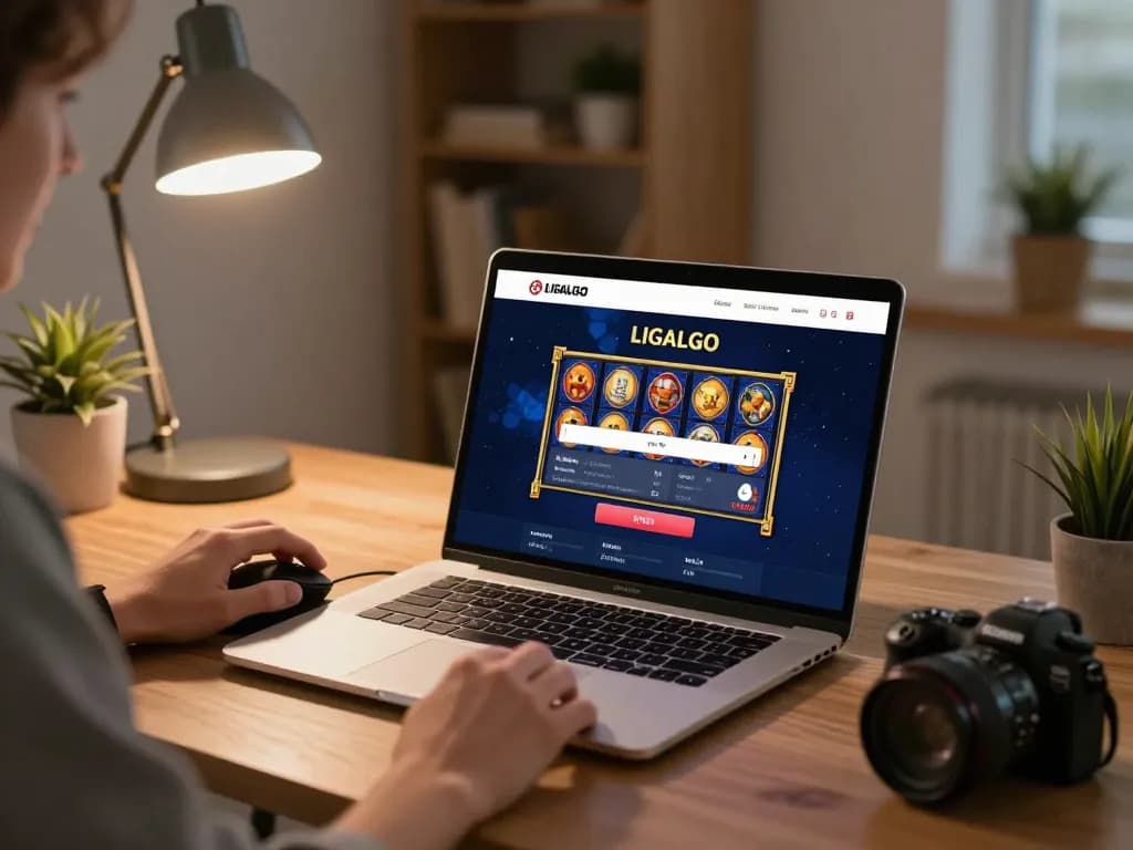 LIGALGO LOGIN page displayed on laptop, depicting an engaging online gambling experience.