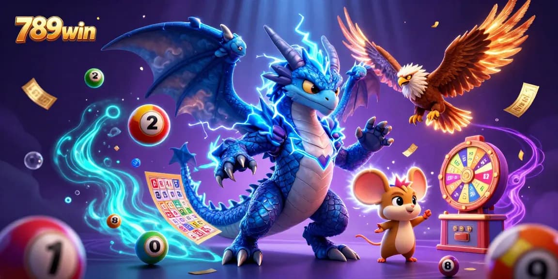 Engage with 789win's vibrant gaming world featuring lottery balls and dynamic characters.