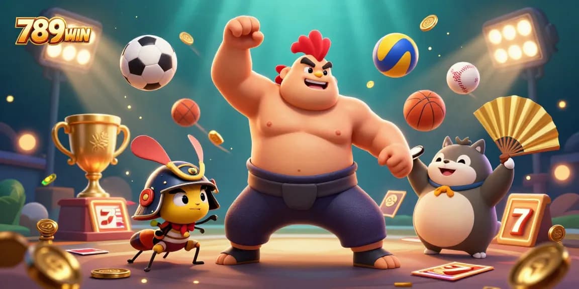 Engage with 789WIN games featuring dynamic characters and vibrant elements in a lively 3D environment.