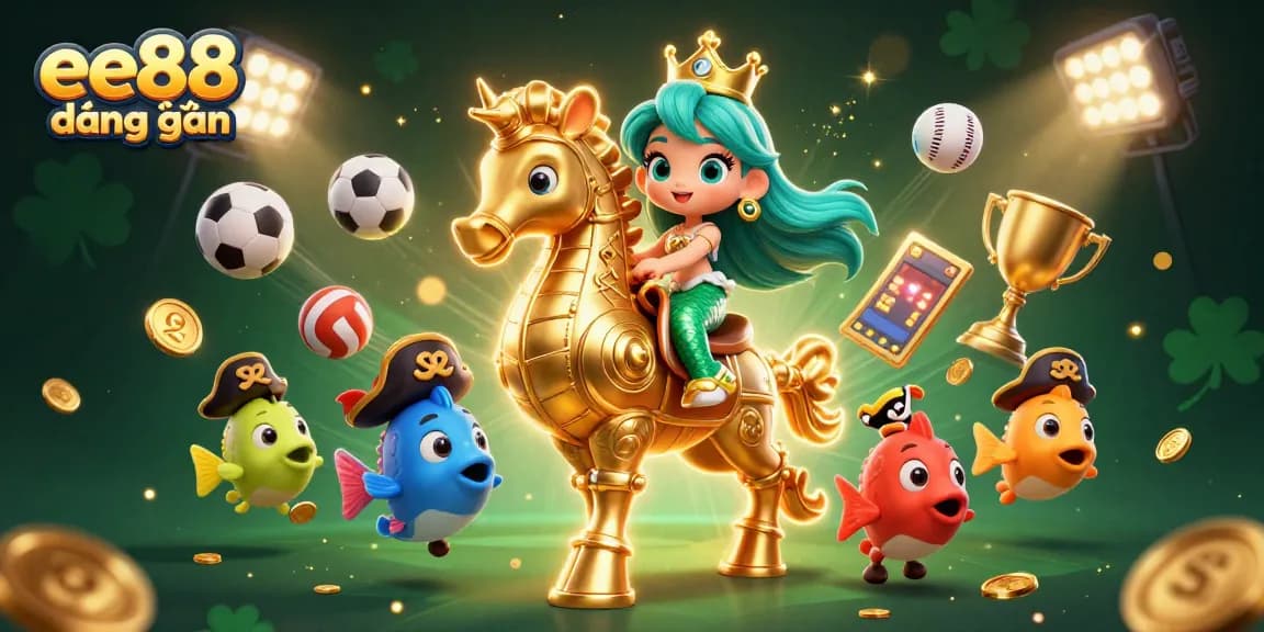 Experience exciting gameplay with ee88 đăng nhập, featuring colorful characters and dynamic sports elements in a vibrant casino scene.