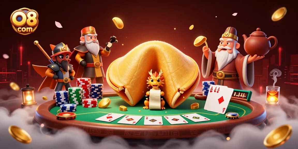 Experience thrilling gameplay with O8 com, featuring unique characters in a vibrant casino scene.
