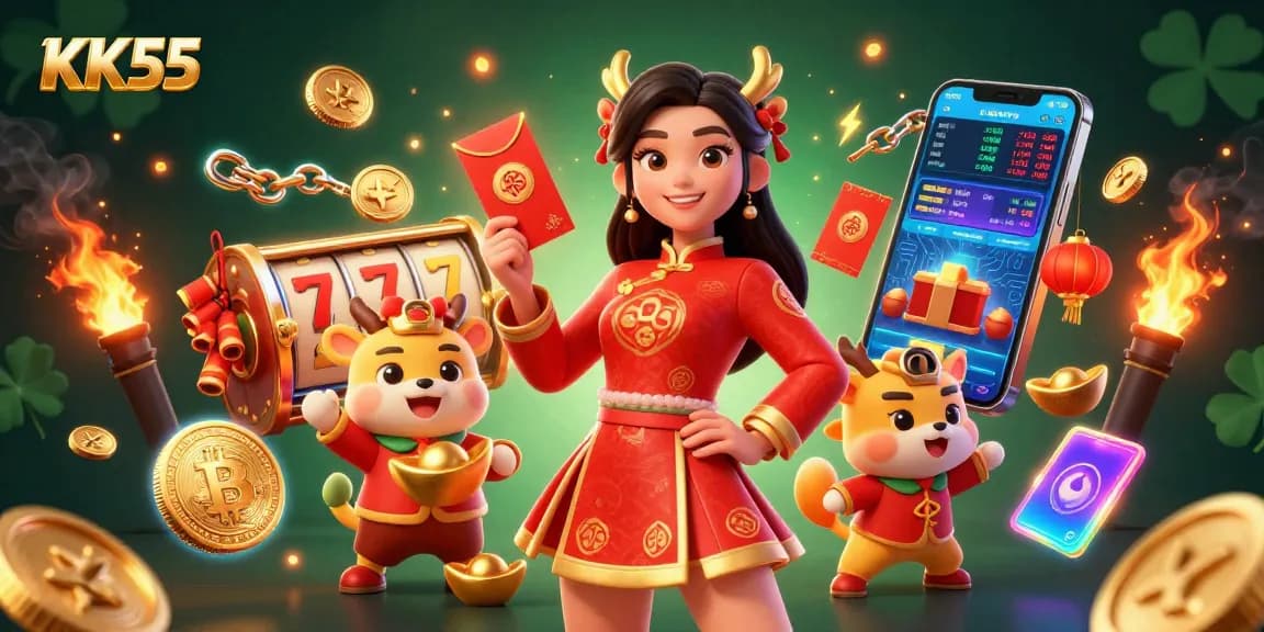 Play exciting slots at KK55 with immersive 3D elements and vibrant designs.