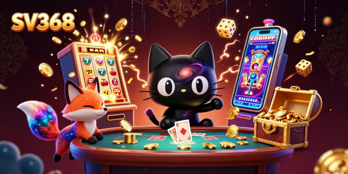 Experience thrilling victories with SV368 at a cosmic casino featuring unique characters and vibrant game elements.
