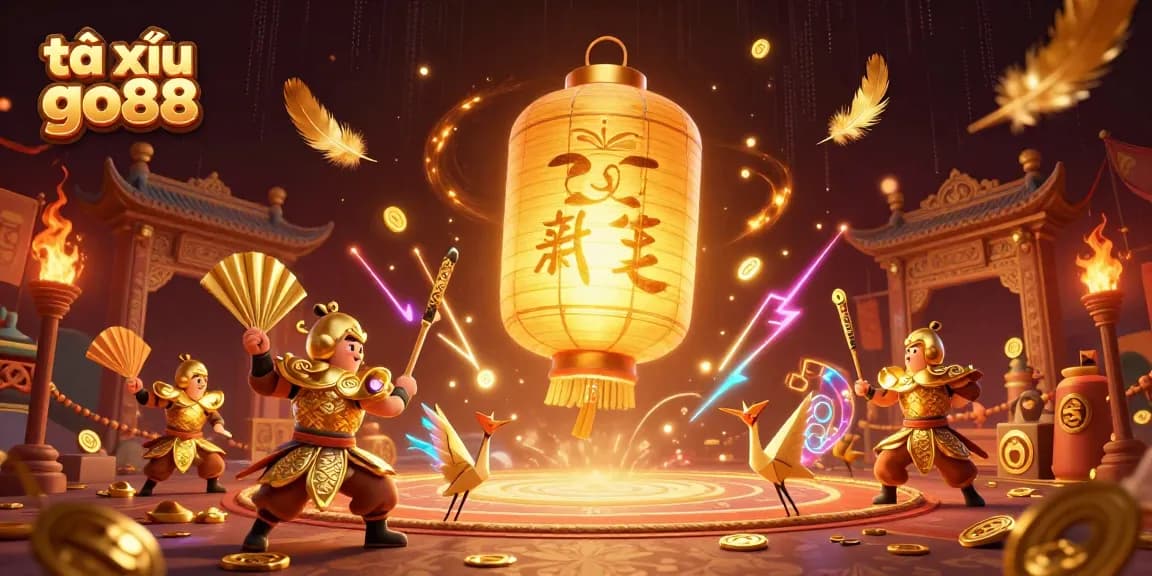 Tài xỉu go88 features a vibrant night market casino with glowing spirits and dynamic gambling elements.