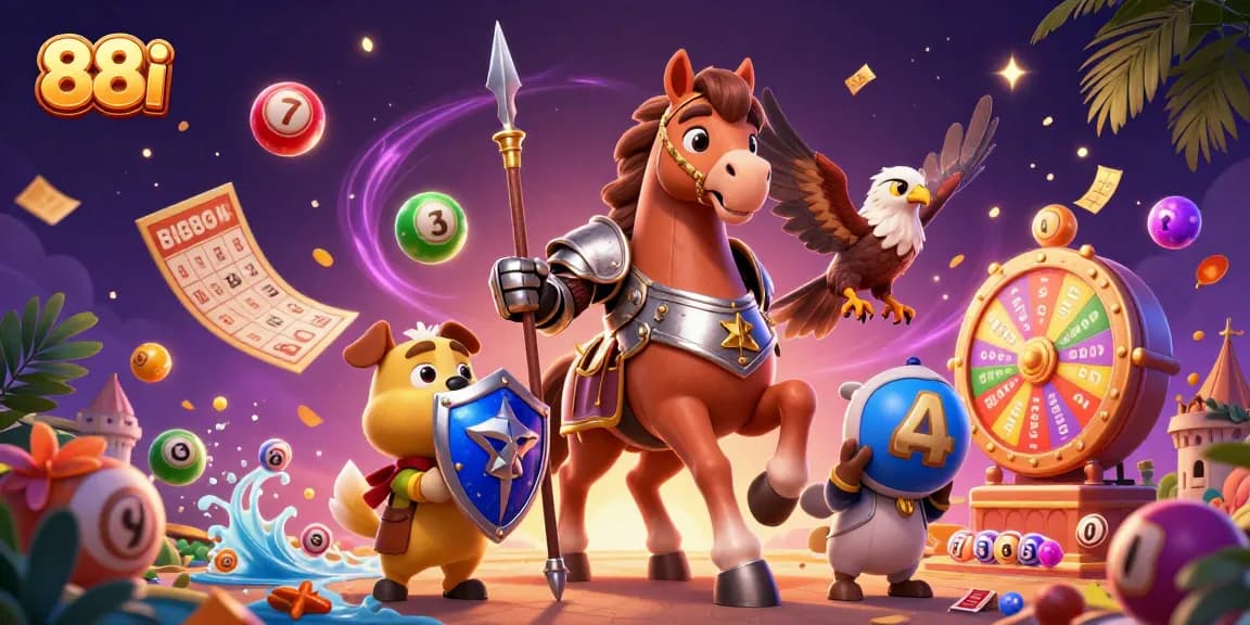 Experience thrilling wins at 88i with colorful lottery elements, knights, and vibrant game features.