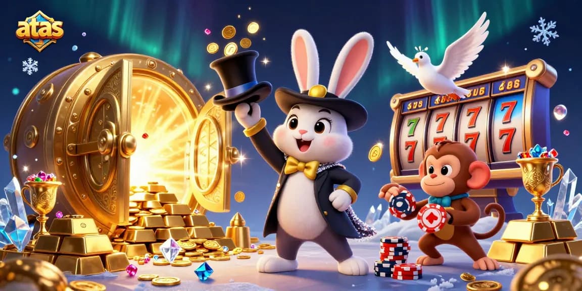 Engage in thrilling gameplay at atas casino with a magical scene of characters amid splendid casino elements.
