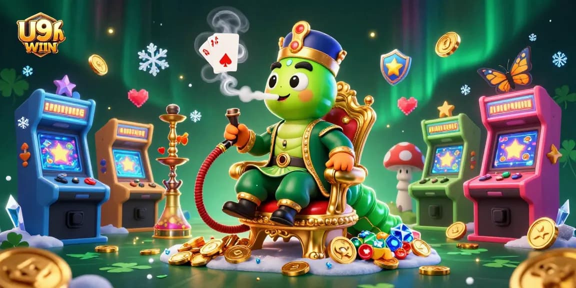 Experience thrilling gameplay with U9WIN, where a whimsical caterpillar conjures poker hands.