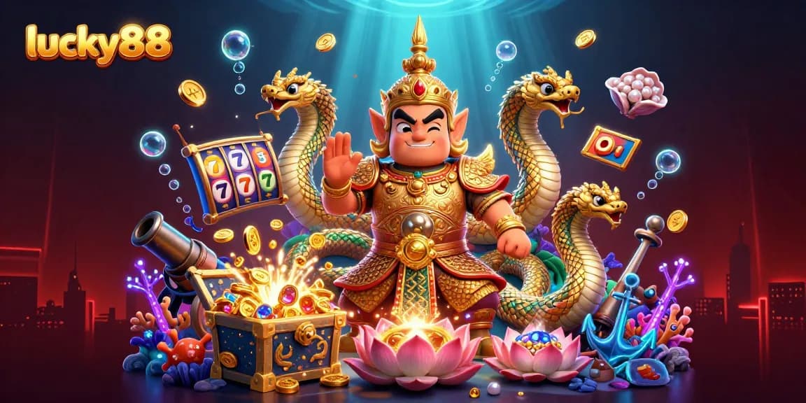 Engage with lucky88 at a vibrant online casino showcasing dynamic slot game elements.