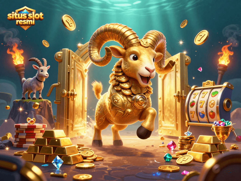 Experience winning moments at situs slot resmi with vibrant golden visuals and dynamic slot elements.