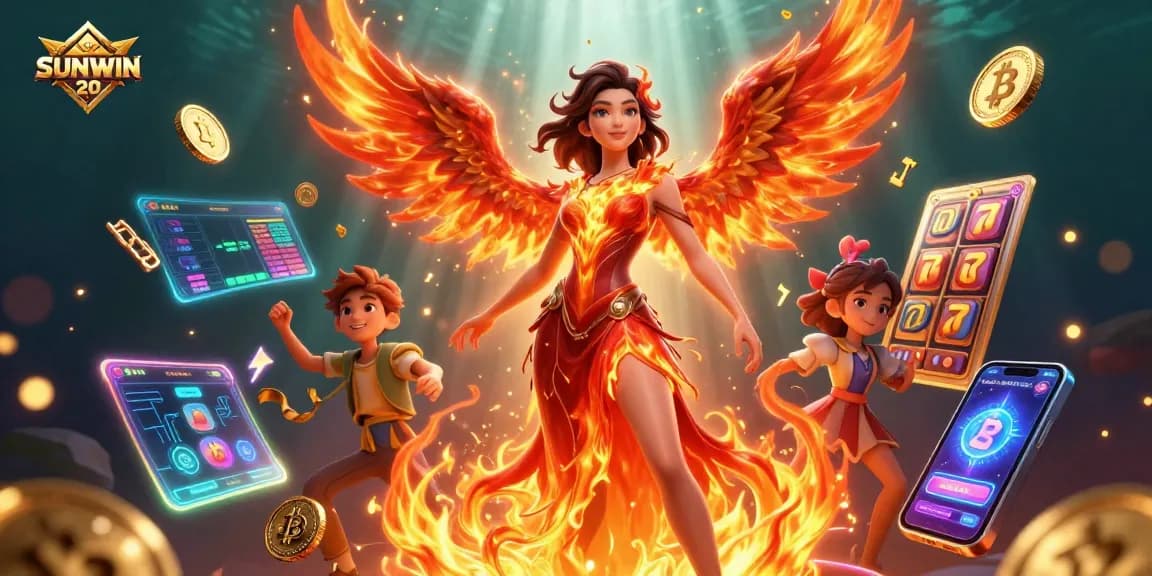 Engage with SUNWIN 20 in an immersive 3D casino world filled with vibrant slots and crypto elements.