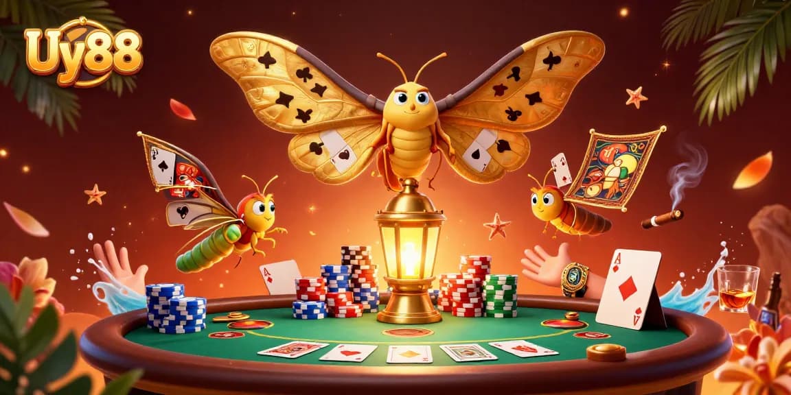 Experience winning at Uy88 with dynamic casino scenes illustrated alongside vibrant gaming elements.