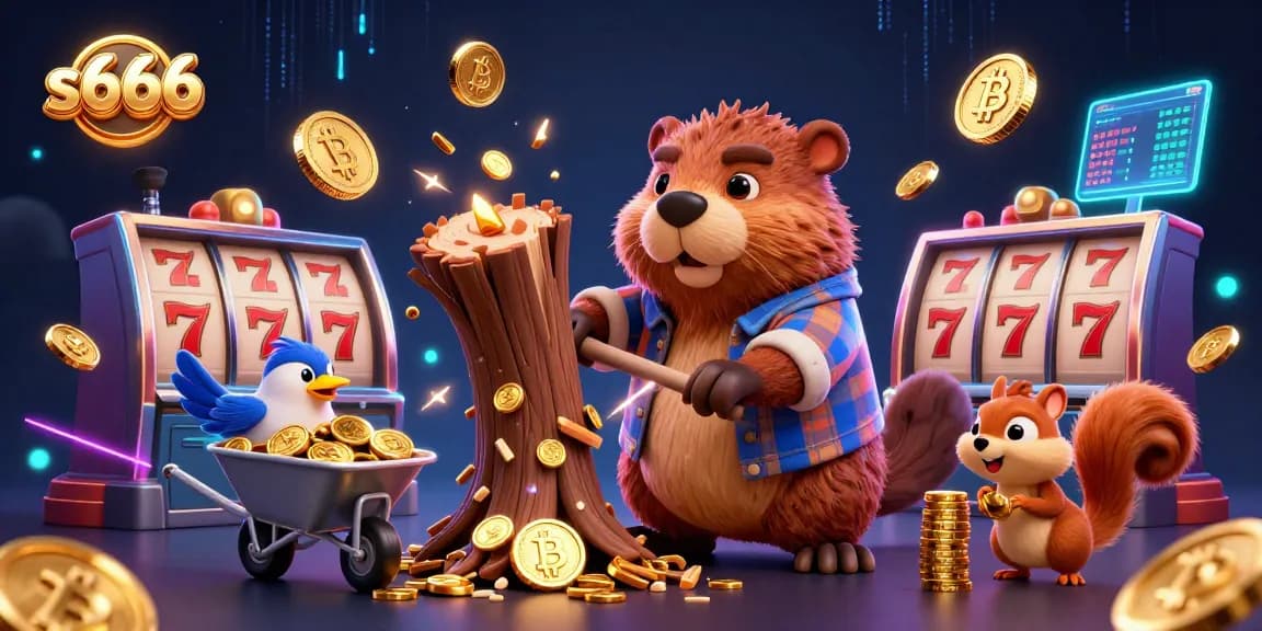 Experience thrilling fun with s666 in a vibrant casino scene filled with golden coins and slots.