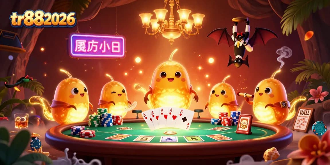 Experience tr882026's vibrant cave casino scene with glowworms and a bat dealer illuminating the action.