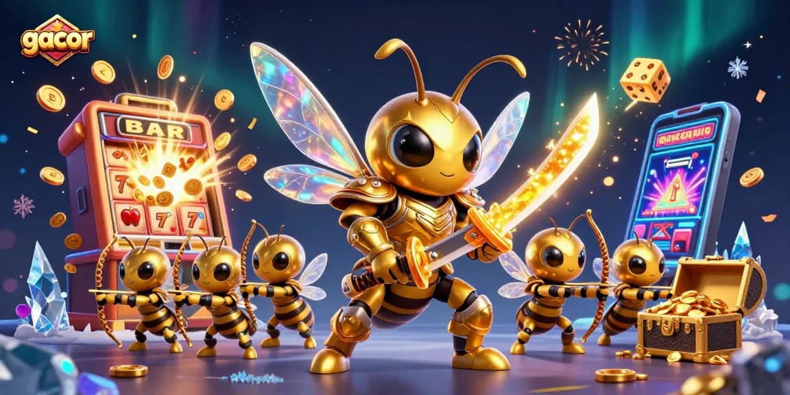 Experience gacor gameplay with vibrant characters, classic slot machines, and dynamic casino elements.