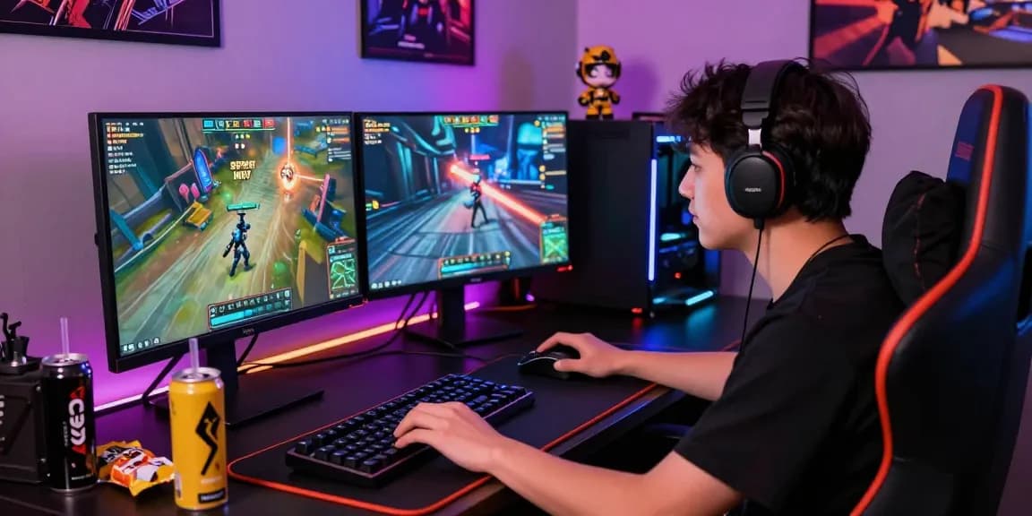 Exciting gaming moment featuring Slot Scatter Hitam gameplay, showcasing a player engaged at a vibrant gaming setup.