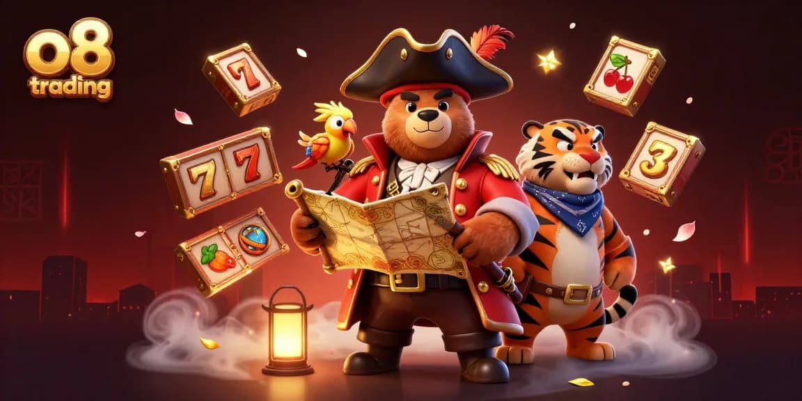 Engage in thrilling adventures with o8 trading as the cartoon pirate captain bear and friends conquer exciting slot games.