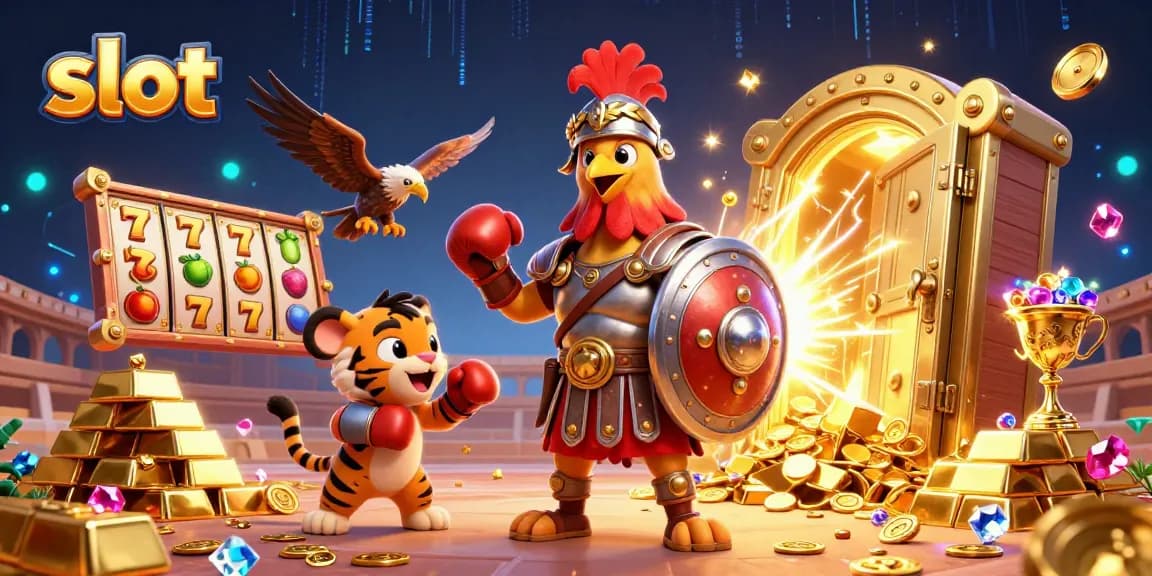Experience thrilling slot adventures with a gladiator rooster and dynamic gaming elements.
