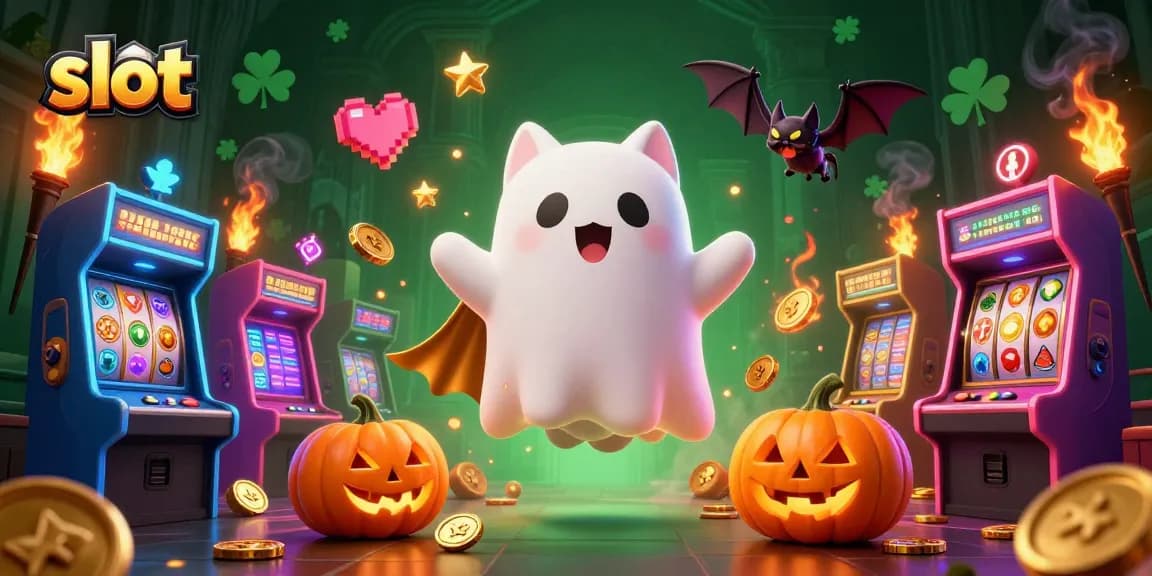 Experience thrilling wins in slot games with a friendly ghost cat and magical elements.
