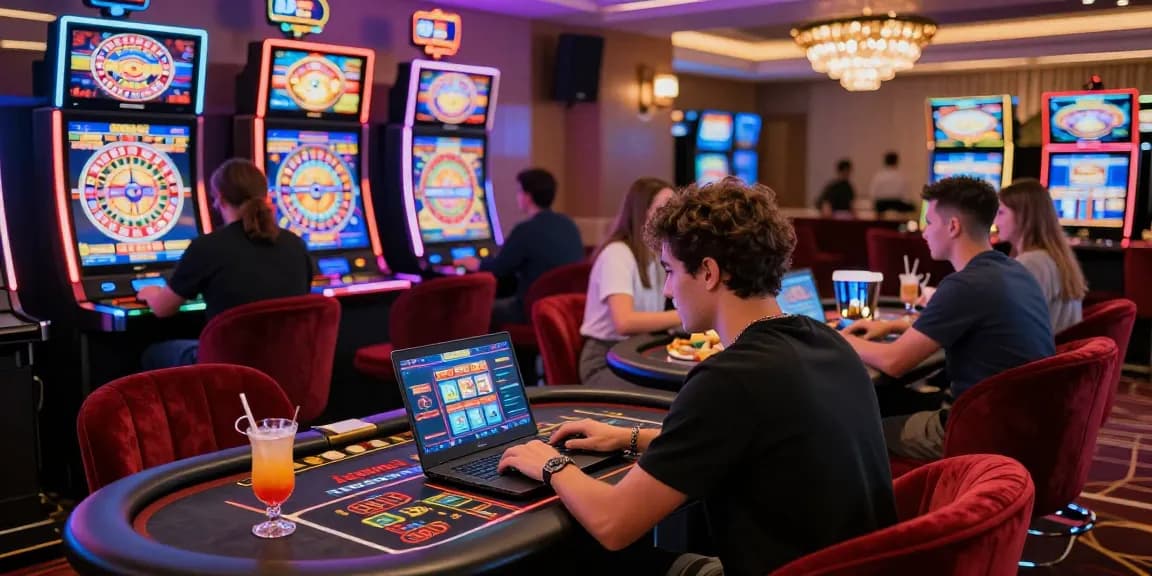 Lemacau Login scene with players enjoying online casino games and vibrant atmosphere