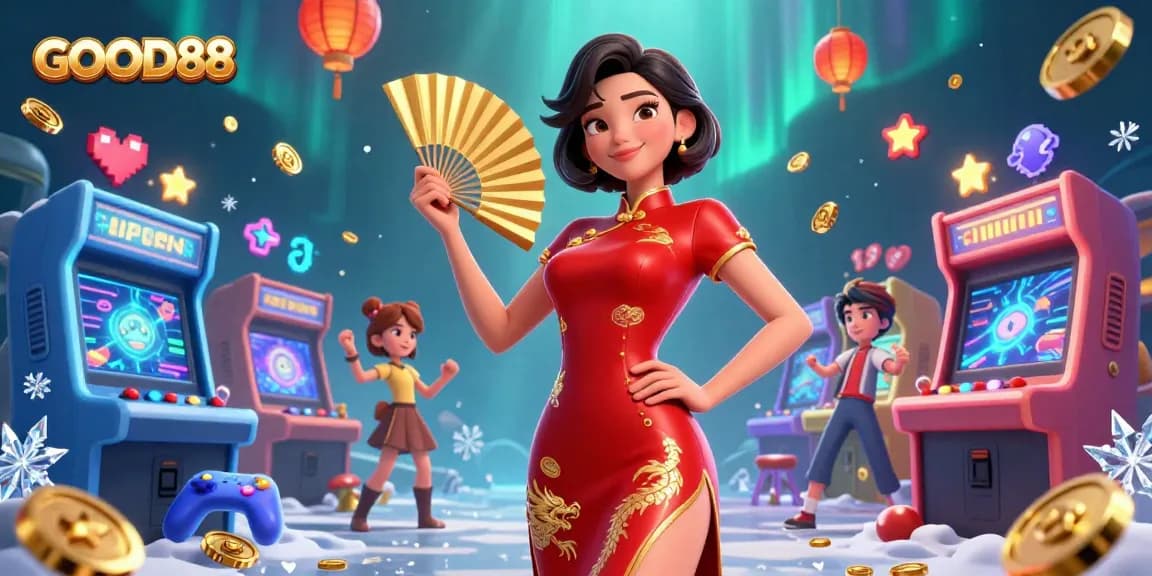 Experience the excitement of GOOD88 casino with dynamic gaming elements and vibrant characters.