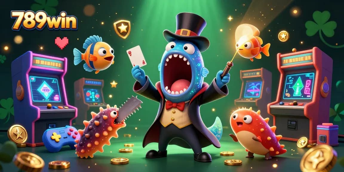 Engage with 789win as a vibrant underwater casino adventure featuring a magician eel and anglerfish.