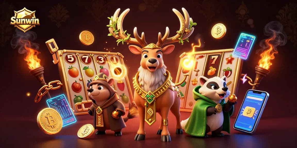 Experience thrilling gameplay at Sunwin with a vibrant 3D casino scene packed with dynamic elements.