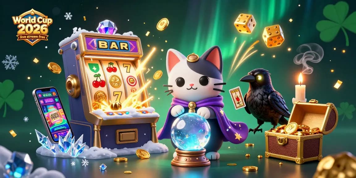 Spin the slots while enjoying the World Cup 2026 live stream free, with vibrant casino elements.