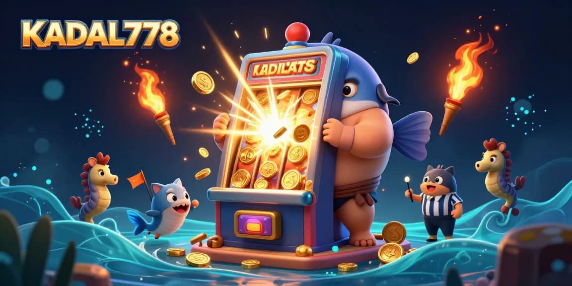 KADAL778 brings a thrilling jackpot experience with a vibrant underwater scene featuring a fugu and a wise catfish.