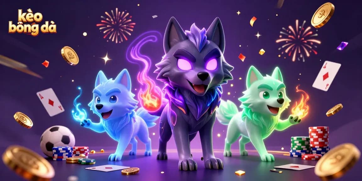 Experience kèo bóng đá with an energetic illustration depicting a shadow wolf leader amidst sports betting excitement.