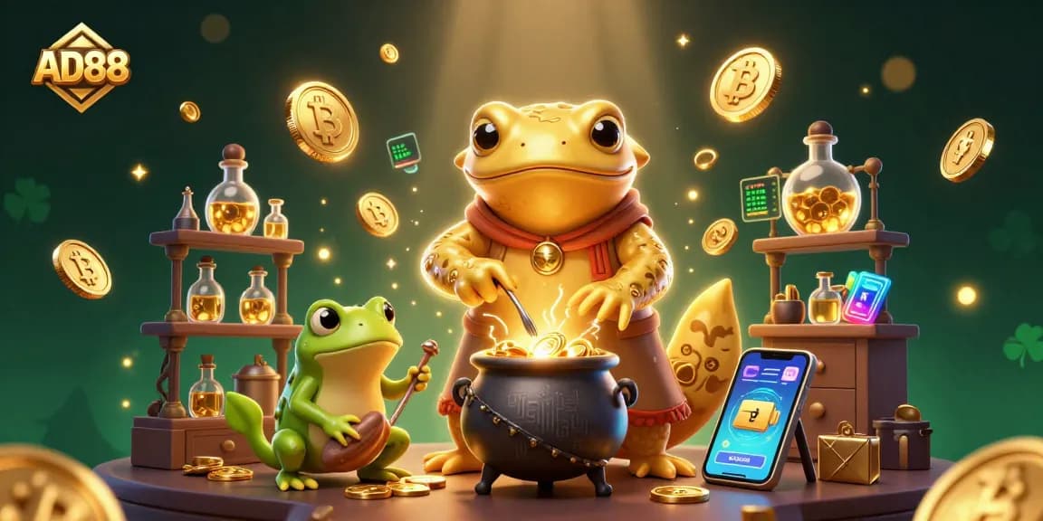 Experience the magic of AD88's digital casino world with vibrant characters and rich elements.